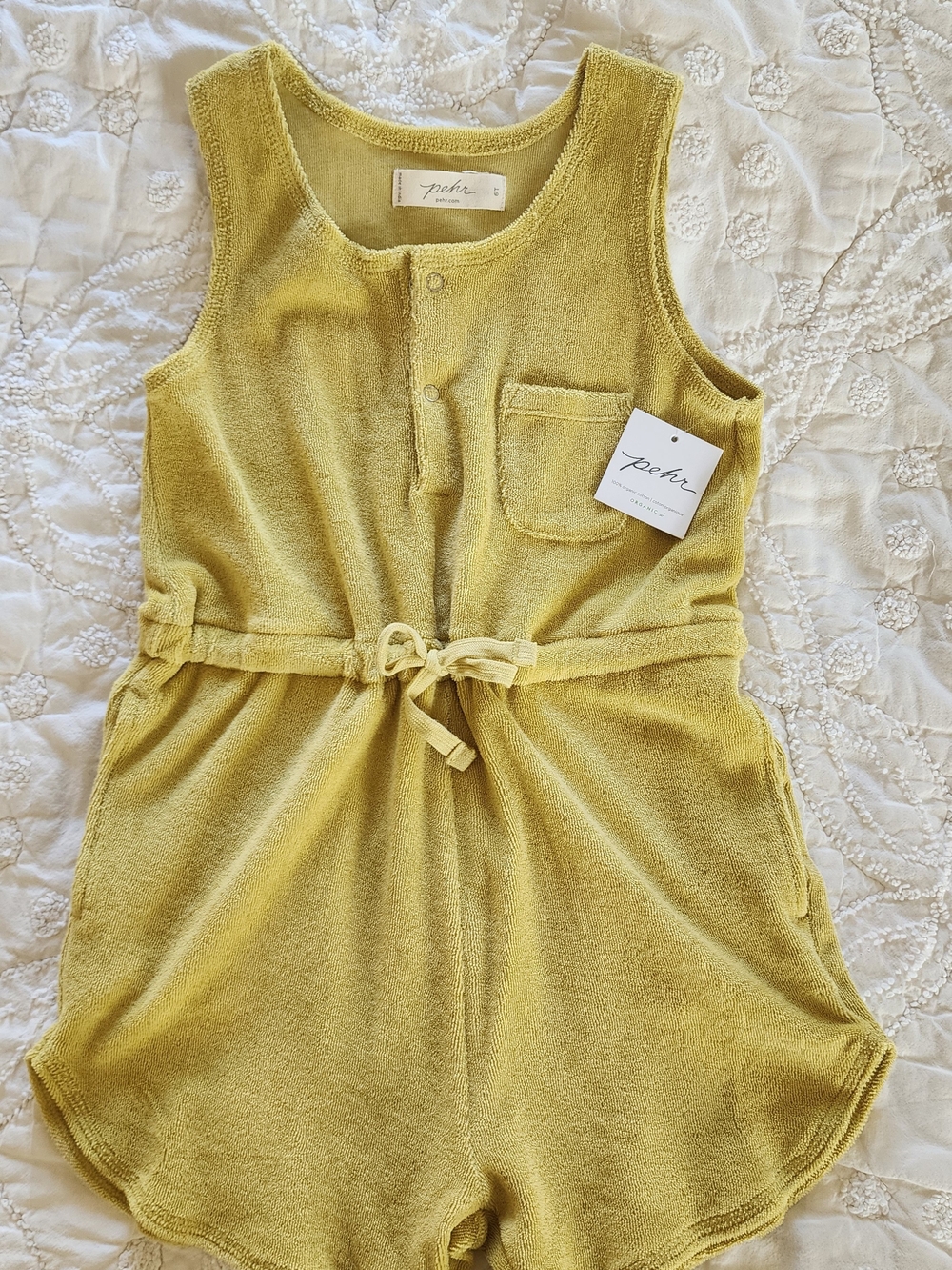 Kids Terry Romper in Mustard Yellow